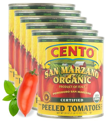 Cento Organic Certified San Marzano Whole Peeled Tomatoes, 28 oz, 6 Pack