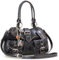 Catwalk Collection Handbags - Damen Leder Henkeltasche - Umhängetasche/Handtasche Mittelgroß - Verstellbarer Abnehmbarer Gurt - FAITH - Schwarz