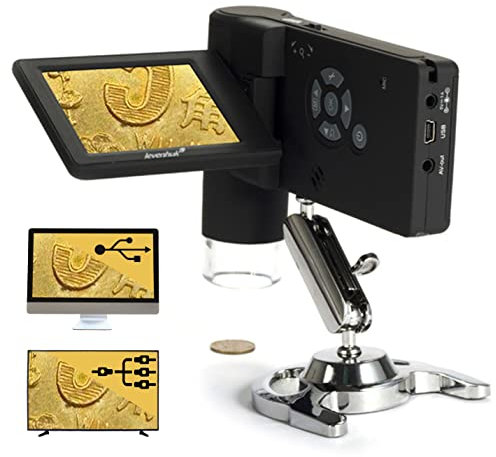 Levenhuk DTX 500 Mobi Tragbares Digitales USB-Mikroskop (20- bis 500-Fach) mit LCD-Display zur Beobachtung Beliebiger Oberflächen, Sowohl zu Hause Als Auch im Freien