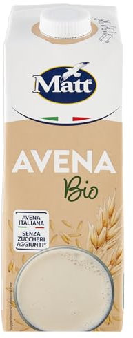 Matt, Avena Bio, Bevanda Vegetale Senza Lattosio e Senza Zuccheri Aggiunti, Bevanda Fresca e Dissetante a Basso Contenuto di Grassi, Gusto Delicato e Dolce, Alimentazione Sana, 1 L