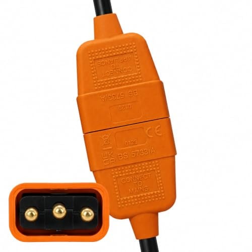 Status Orange Flex Connector, 10A 3 Pin Electric Cable Coupler | Brass terminals, pull-apart design, cable repair, DIY and trade electrical jobs - S3PIN10AOFCB6