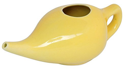 Ancient Impex Ceramic Neti Pot with 5 Sachet Neti Salt for Nasal Cleansing-Yellow Color