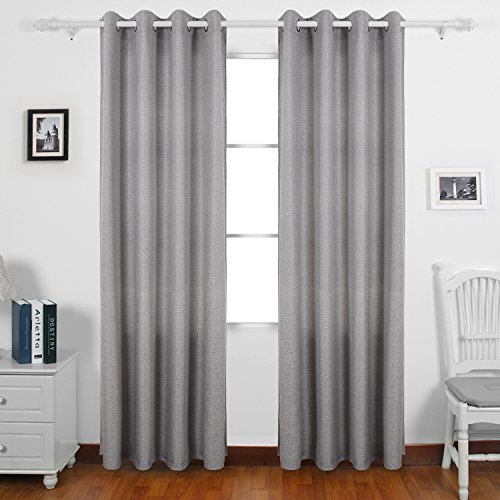 Deconovo Thermo-Fenstervorhänge für Schlafzimmer, 132 x 160 cm, Hellgrau