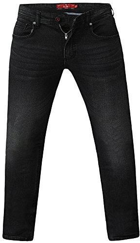 Duke Men's Benson Tapered Fit Stretch Jeans (54R) Grey Stonewash