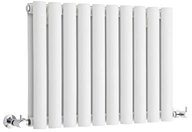 Milano Aruba White Horizontal Double Oval Panel Radiator - 400mm x 595mm