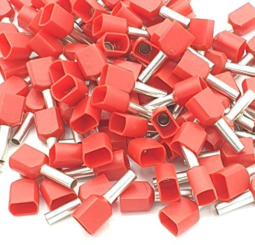Terminali a cordone doppio isolati da 100 pz 1.0mm rosso
