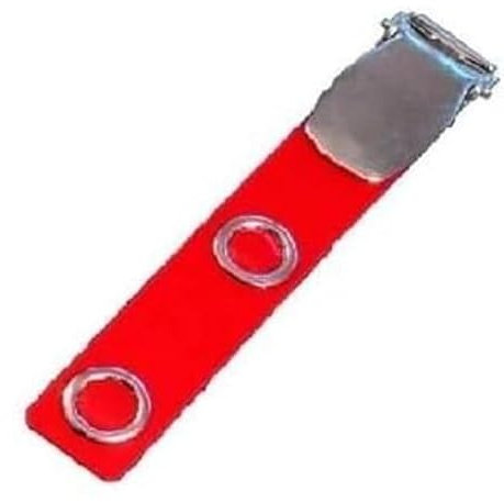 Waizmann.IDeaS 5x Metallclip mit ROTER Lasche Hosenträgerclip Metalldruckknopfverschluss Clip für Kartenhalter Ausweishülle Ausweishalter Namensschildhalter Ausweisclip