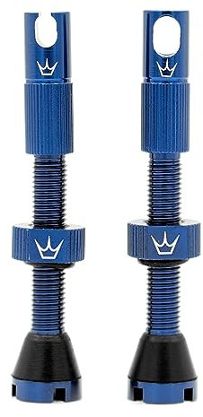 Peaty's X Chris King MK2 Tubeless Ventil Presta - Integrierter Speichenschlüssel & Ventilkernentfernungskappen, Mountainbike, Rennrad Fahrrad Reifen, Kompatibel einfügen, 7075 Aluminium - 42mm Marine