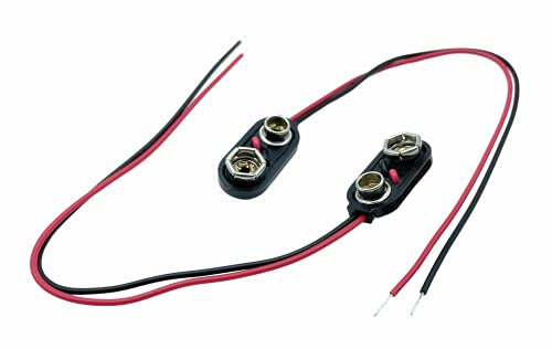 9V Battery Connectors - Pack Of 2 Replacement 9V / PP3 Battery Clips (Rigid Housing)