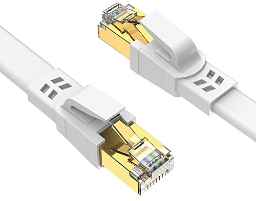 Ercielook Lan Kabel 5m, Hochgeschwindigkeits-Cat8-Netzwerkkabel für den Außen- und Innenbereich, 40 Gbit/s, 2000 MHz mit vergoldetem RJ45-Stecker, wetterfest, UV-beständig für Router/Gaming/Modem