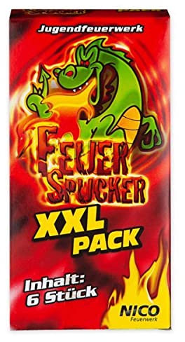 nico 36 Feuerspucker XXL 6 x 6Stück Vulkane, Jugendfeuerwerk, für Party , Silvester, Geburtstag von Aktivhandel
