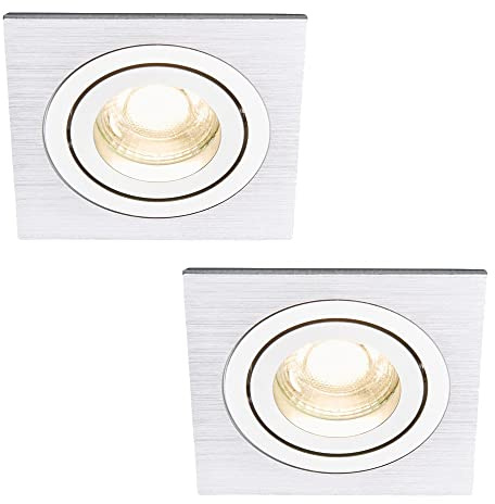 LITECRAFT Evra Recessed Downlights Square Tiltable Spotlights - (Silver, Pack of 2)