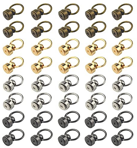 BGTXINGI Lot de 40 rivets à tête ronde de 9 mm - 4 couleurs - Avec boucle à tirer - Assortiment de rivets en métal pour sac à main, portefeuille, étui de téléphone, sac à main