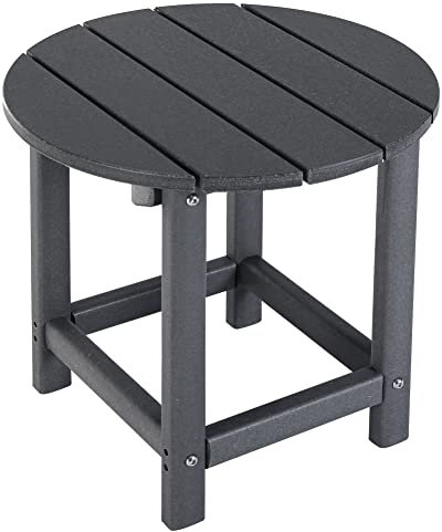 LZRS Adirondack runder Beistelltisch für Terrasse, Garten, Pool, Innenbereich, einfache Wartung und witterungsbeständig, Grau