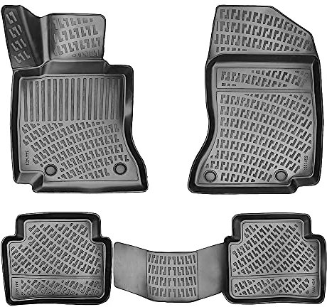 Rizline Passgenau 3D Fussmatten Auto Kompatibel mit Mercedes C Klasse W206 2021-2023 Auto Zubehör 1. und 2. Reihe Gummimatten Autos TPE Allwetter Geruchlos rutschfest Vorne & Hinten Schwarz