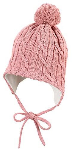 Sterntaler Unisex Kinder Strickmütze mit Bommel, Rosa, 45