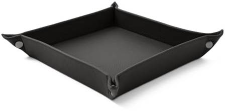Eglooh - Iris - Taschenleerer aus echtem Leder Anthrazit Grau - Schreibtisch-Organizer mit modernem Design - Ablagefach für Schlüssel, Münzen, Schmuck - cm 18 x 18 - Made in Italy