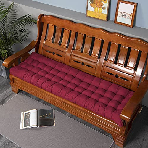 Waigg Kii 8 cm dickes Bankkissen, 2/3-Sitzer, Baumwolle, weich, für Gartenbank, Sofa, Bank, Sitzkissen, für Zuhause, Terrasse, Schaukel, Rasen (150 x 50 cm, rot)