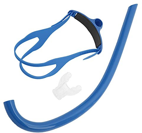 RiToEasysports Équipement de Respiration D'entraînement, Tuba monté à l'avant avec Embout en Silicone pour la Natation sur Les Genoux (Bleu)