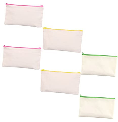 EXCEART 6st DIY Leere Feder Mäppchen Reißverschluss Schüler Bleistiftbeutel Etui Kreative Federtasche Federmäppchen Stifttasche Selber Machen Graffiti Kind Stoff Leinentasche