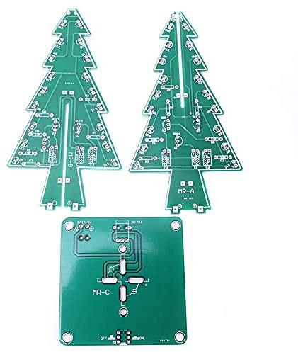 LED-Weihnachtsbaum-Platine, DIY-Weihnachtsbaum-Elektronik-Set, 3D-LED, Buntes Stereo-Weihnachtsbaum-LED-Licht für Zuhause, Garten, Nähen von Dekorativen Aufnähern (Buntes DIY-Set)
