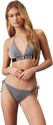 Calvin Klein Damen Bikinihose Seitliche Schnürung String Side Tie Gerippt, Schwarz (Pvh Black), XL