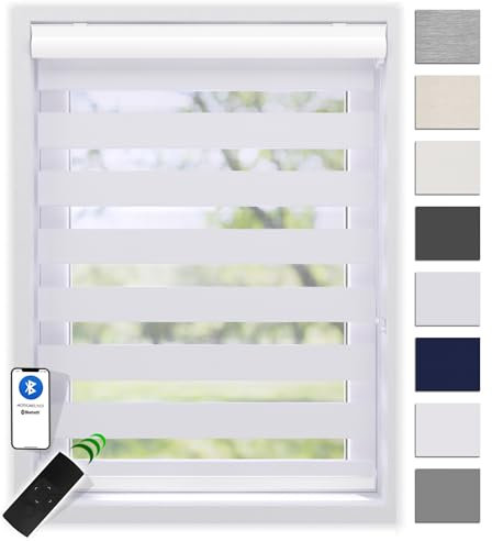 EFIXS Doppelrollo mit Kassette 115 x 175 cm (BxH) in dimout-Weiss/Duo Rollo mit Premium-Unterschiene/Doppelrollo zum Bohren in den Breiten 40-220 cm