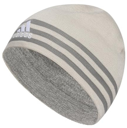adidas Eclipse Herren-Beanie, wendbar, Standard-Passform, weich, warm, leicht, Stil für Winteraktivitäten, Aluminiumoxid-Beige/Vierergrau/Aluminiumgrau/Viererde/Aluminiumgrau/Viereraluminiumgrau,