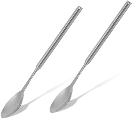 2Pcs Long Extendable Stainless Steel Telescopic Cooking Spoons - Durable, Useful, Stretchable Metal Stirring