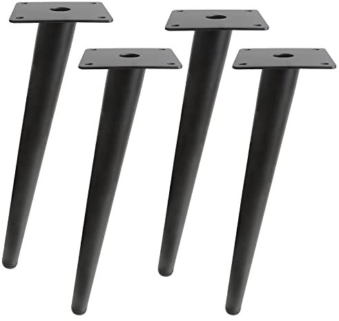ANMOO 4Pcs 12 Metal Oblique Furniture Legs,30cm Cone Cabinet Legs Stainless Steel Table Legs No-Slip Silent For Furniture, Sofas, Cabinets(Black)