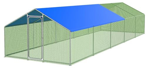 PRUJOY Begehbarer Hühnerstall, Metall-Hühnerstall mit wasserdichter Abdeckung, großer Hühnerstall im Freien für kleine Entenhennen