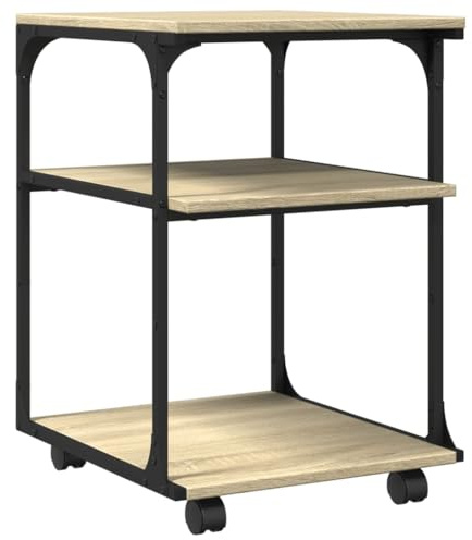 vidaXL Druckerständer 3 Ablagen Sonoma-Eiche 43x48x64 cm Holzwerkstoff