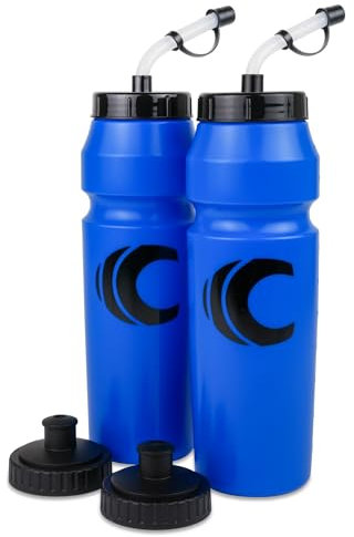 Cannon Sports 1 Liter Sports Water Bottle, BPA-Free, 34 Oz Capacity, Large Mouth, 2 lids (Straw and Squeeze), Great For Helmet Sports Such As Hockey, Lacrosse, Football, Boxing (Royal Blue)