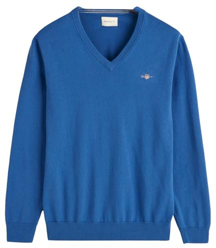 GANT Herren Classic Cotton V-Neck Pullover, Fresh Blue, XX-Large