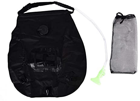 TANIQIACA Einziehbare Solar-Duschtasche, ungiftig, umweltfreundlich, Kapazität für Camping und Reisen, inklusive Thermometer und Netzbeutel, leichtes PVC-Material, 20 l Fassungsvermögen,