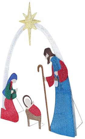 Generic Décoration de Noël de La Crèche de La avec Panneau Lumineux pour L'extérieur, Fournitures de Fête, Cour de Vacances, BLEU