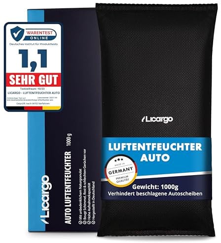 LICARGO Luftentfeuchter (1kg) - verbesserte Füllung - Auto Entfeuchter gegen beschlagene Autoscheiben - wiederverwendbarer Innenraum Luftentfeuchter, Feuchtigkeitskissen für Auto