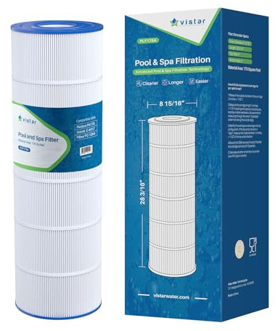 Vistar Water Technologies Filtre de piscine PLF175A remplace Hayward C1750, CX1750RE, PA175, Ultral-B4, Unicel C-8417, Filbur FC-1294, PXC175, 817-0175P, L x OD : 28 3/16 x8 15/16, 15/16, 15/16,