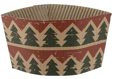Fiesta Recyclable Festive Cup Sleeve for 12oz Hot cups (Pack 100) | Protects hands from heat during transport and ensures eco-friendly disposal in busy commercial catering environments.