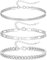 MUCCA Men's Sterling Silver Bracelet Set - Adjustable Cuban Link & Figaro Rope Styles - Perfect Gifts for Men