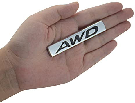 AWD-Logo-Emblem, Heckklappenseite, 3D-Metall-Aufkleber, Auto-Aufkleber, verchromtes Metall-Emblem, AWD-Abzeichen, passend für Allradantrieb, SUV, Off-Road-Heckklappe (Chrom-Schwarz)