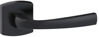 Vachette Poignée de Porte MUZE - Béquille et Rosace Carrée Solidarisées Bec de Cane - pour Portes Épaisseur 30 à 48mm - en Zamak - Carré 7mm - Garantie 10 Ans - Finition Onyx