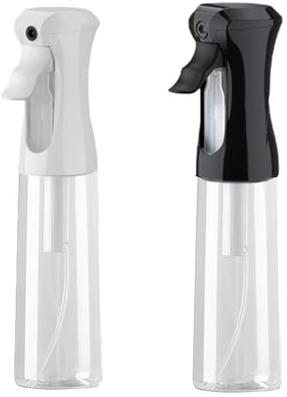 THINTON Spray Bottles for Hair Continuous Ultra Fine Mist Empty Water Sprayer, 300ml Spray Bottle Hair for Curly, Home Cleaning, Plants, Hairdresser(2 Pcs, Black+White)