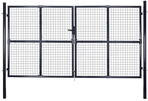Myheimly Gartentor Verzinkter Stahl Doppeltor Gartentür Zauntor Hoftor 150 cm