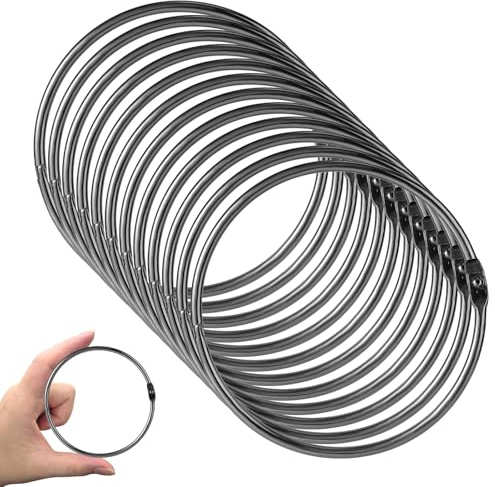 12pcs Loose Leaf Binder Rings, 4 Inch Large Metal Book Paper Clip Rings Keychain Keyrings for Index Cards Notebooks Photos Documents Files Home Office DIY Crafts Supplies, Black