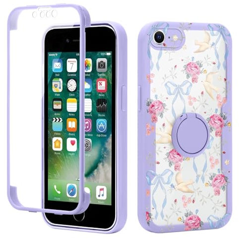 Phoona Handyhülle für iPhone 7 Plus/8 Plus Hülle 5.5,360°Magnet Ring Halter,Schluckbogen Aesthetic Muster Design Silikon Schutzhülle Kratzfeste Stoßfest Kameraschutz Bumper Case,Frauen Mädchen