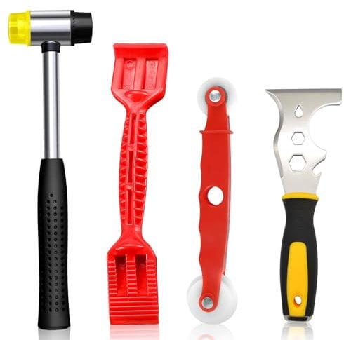 Window Glazing Tool Set, 4PCS Glazing Hammer Paddle Window Roller Multi-Functional Knife Windows Fitting Tools for Efficient Installation and Repair Projects
