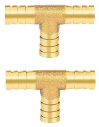 2Pcs 6mm Brass Barbed Connector 3-Way T-Shaped - Heavy Duty Fuel/Hose Splitter, Universal Gas/Water/Oil Fittings for Garden/Irrigation/Boiler Systems