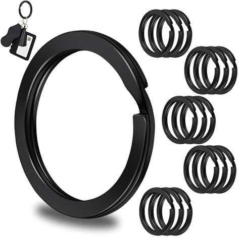 Ezitruz Lot de 40 anneaux porte-clés ronds - 20 mm - Noir - Pour le bricolage, la maison, les clés de voiture, les travaux manuels