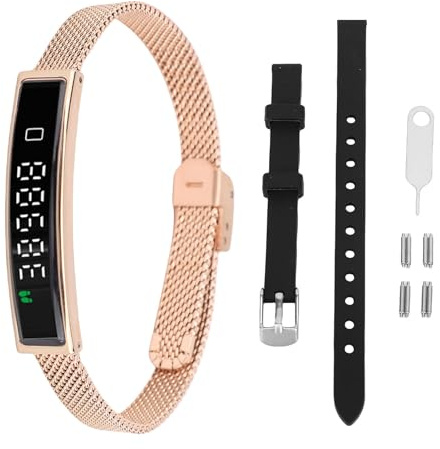 Yanmis Health Fitness Tracker, BT5.3 Smart Armband für Männer Frauen, Wasserdicht, Rufen Sie Erinnerung, Fotokontrolle, Visualisierte Aktivitäts- und Fitness -Tracker mit App an (Gold)